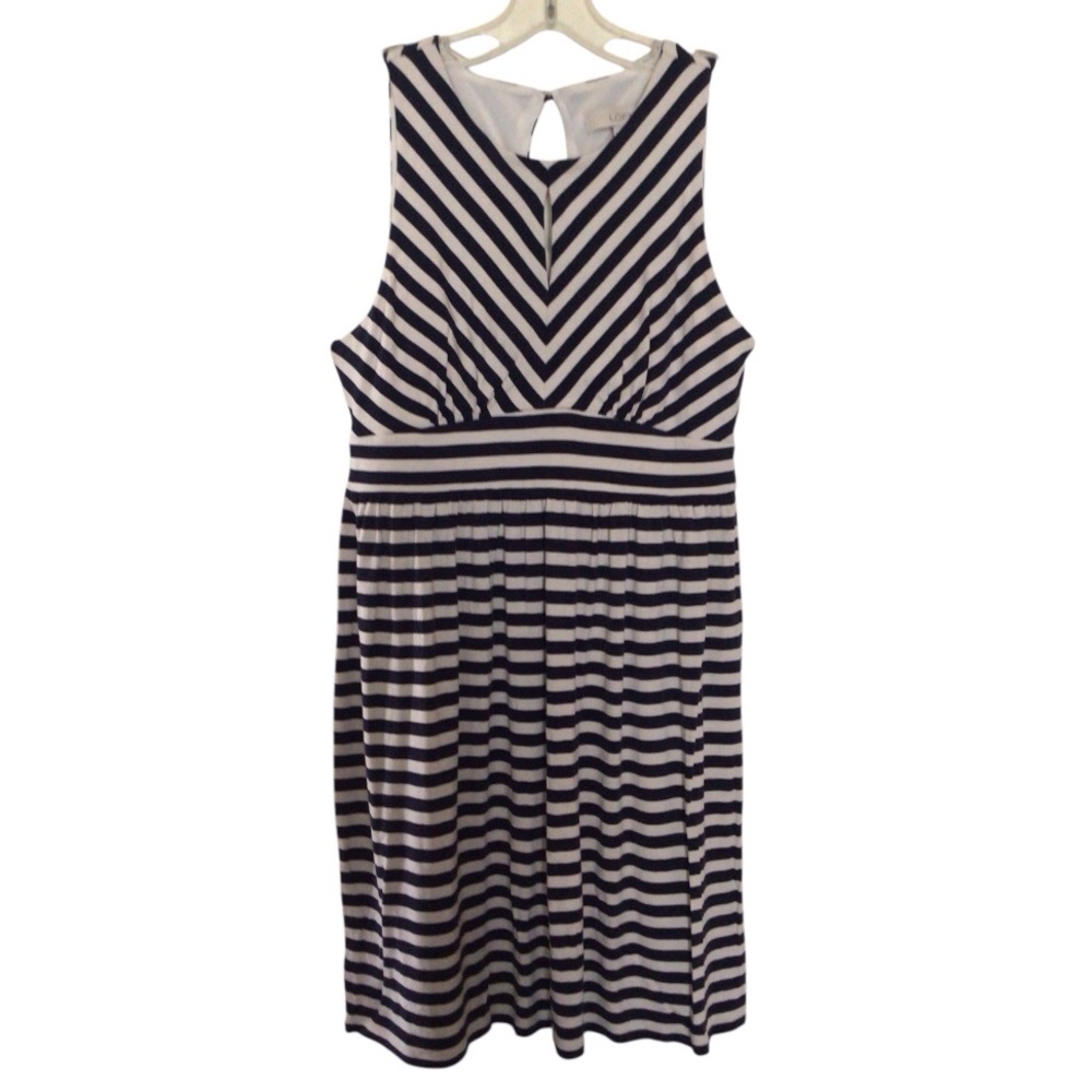 ‼️MOVING‼️ LOFT Navy Blue & White Striped jersey dress. Sz. Small.
